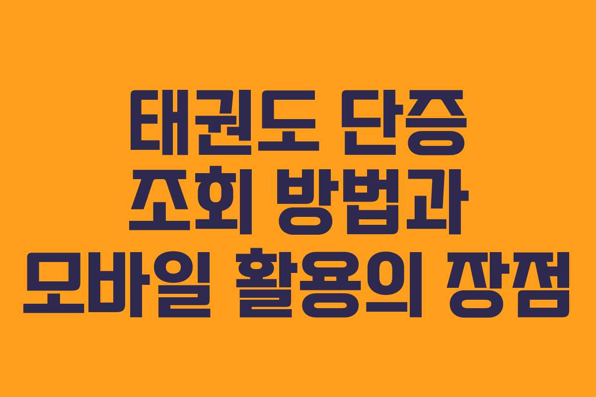 태권도 단증 조회 방법과 모바일 활용의 장점