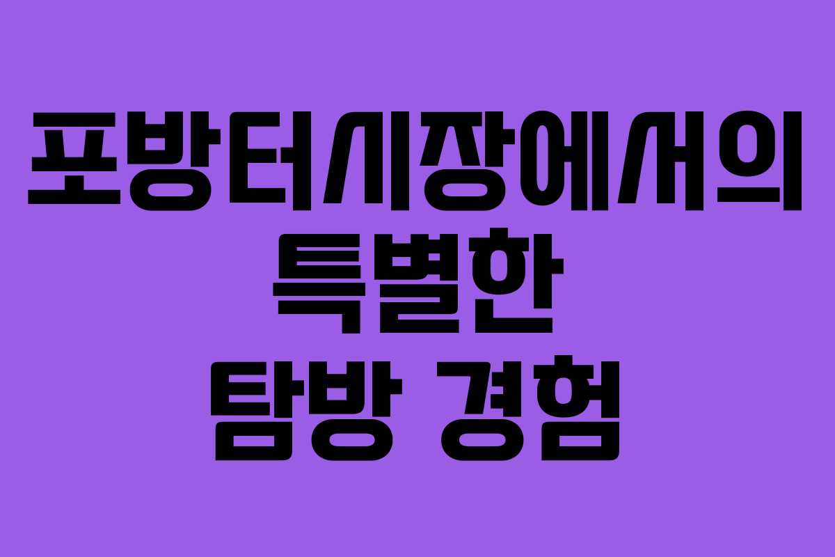 포방터시장에서의 특별한 탐방 경험