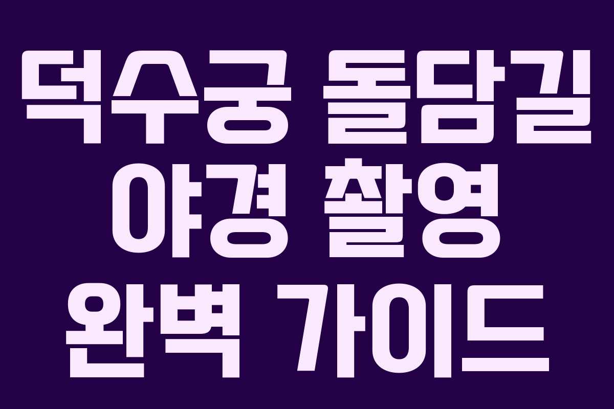 덕수궁 돌담길 야경 촬영 완벽 가이드