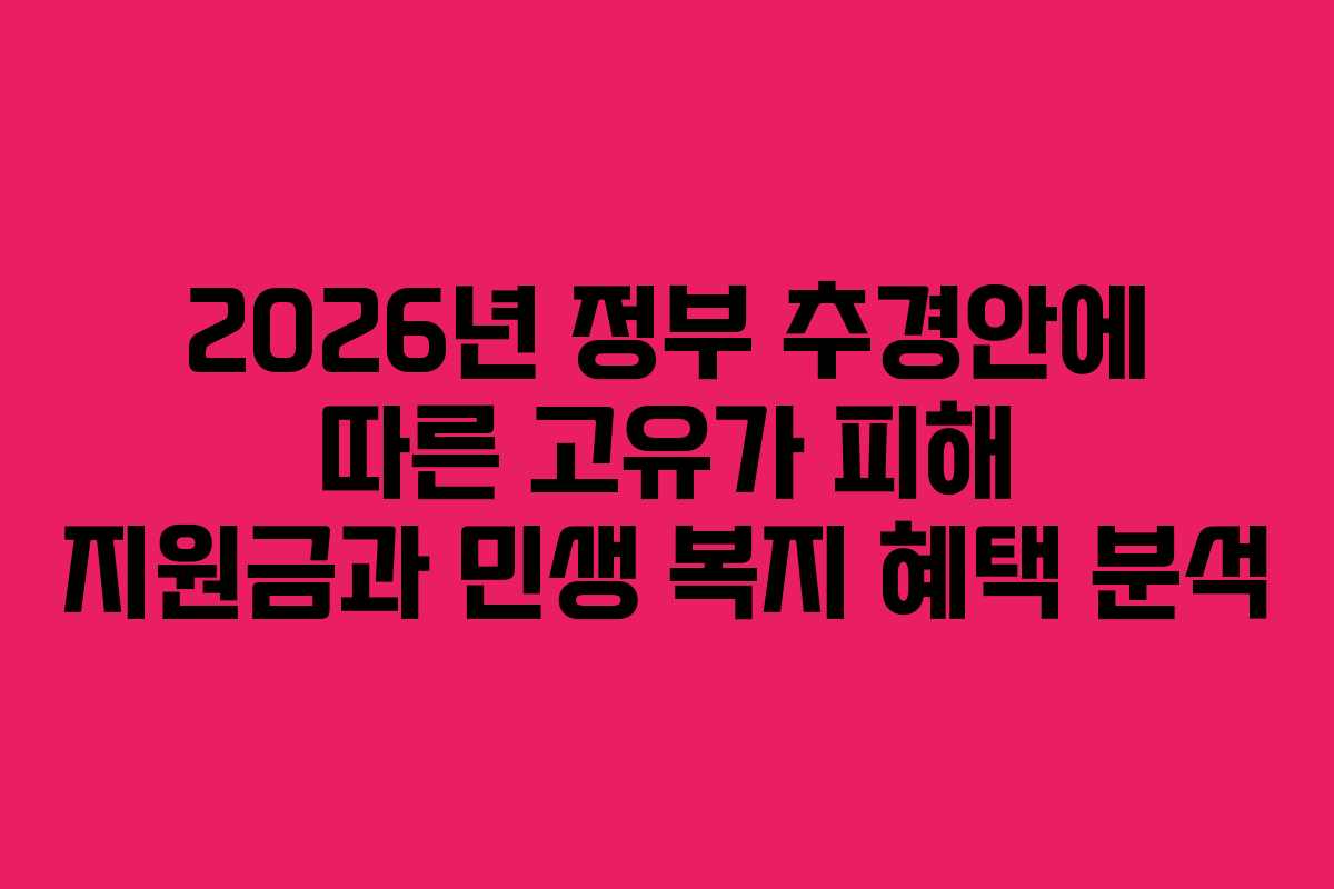 2026년 정부 추경안에 따른 고유가 피해 지원금과 민생 복지 혜택 분석