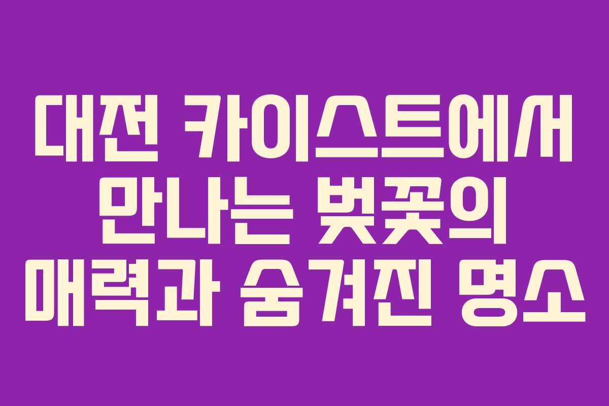 대전 카이스트에서 만나는 벚꽃의 매력과 숨겨진 명소