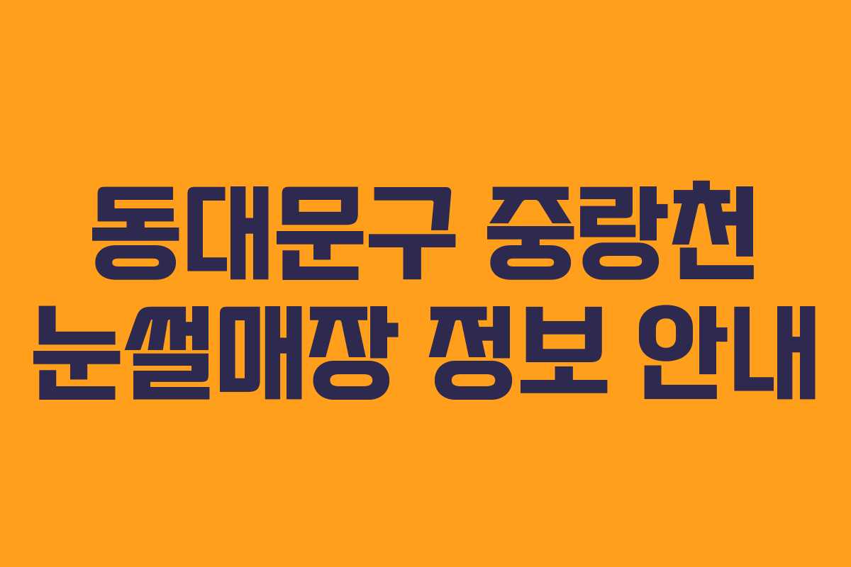 동대문구 중랑천 눈썰매장 정보 안내