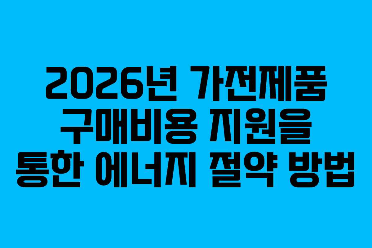 2026년 가전제품 구매비용 지원을 통한 에너지 절약 방법