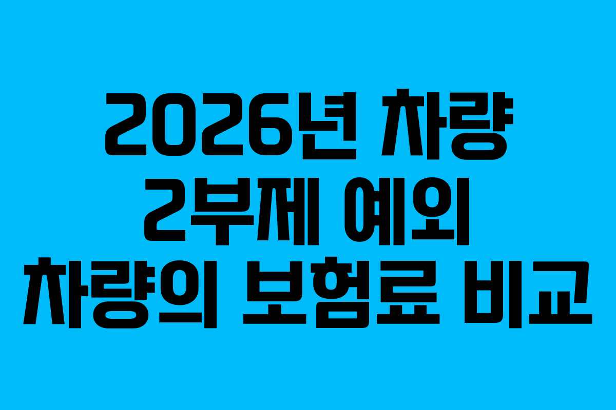 2026년 차량 2부제 예외 차량의 보험료 비교