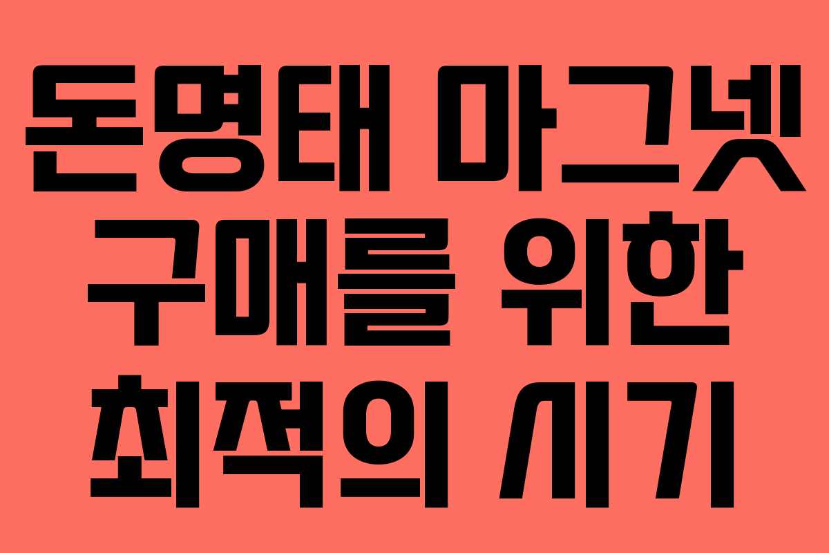 돈명태 마그넷 구매를 위한 최적의 시기
