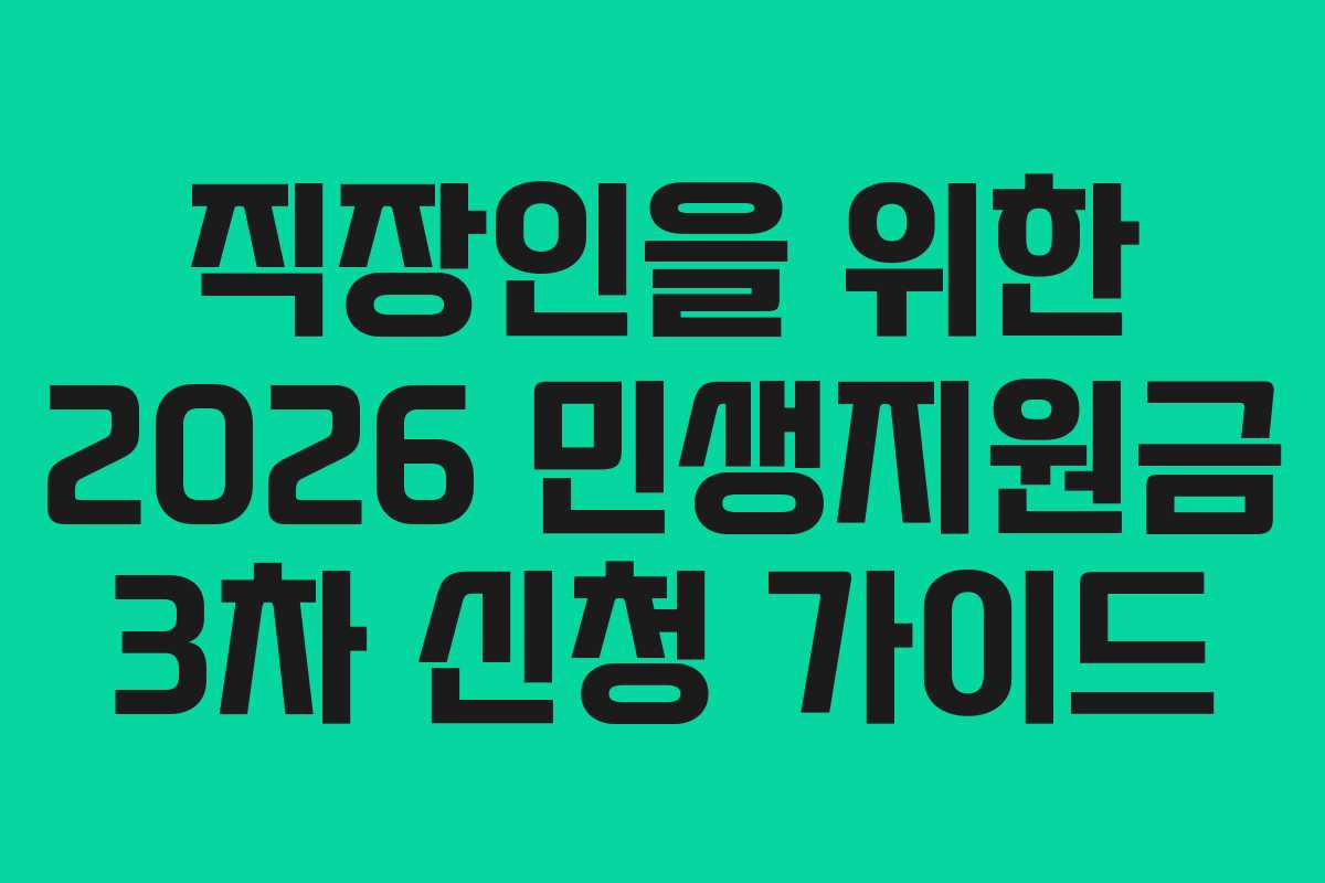 직장인을 위한 2026 민생지원금 3차 신청 가이드