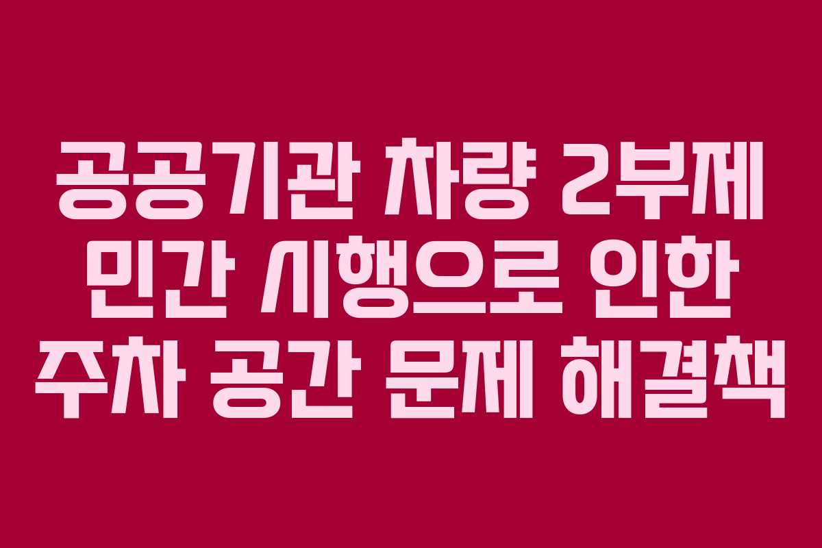 공공기관 차량 2부제 민간 시행으로 인한 주차 공간 문제 해결책