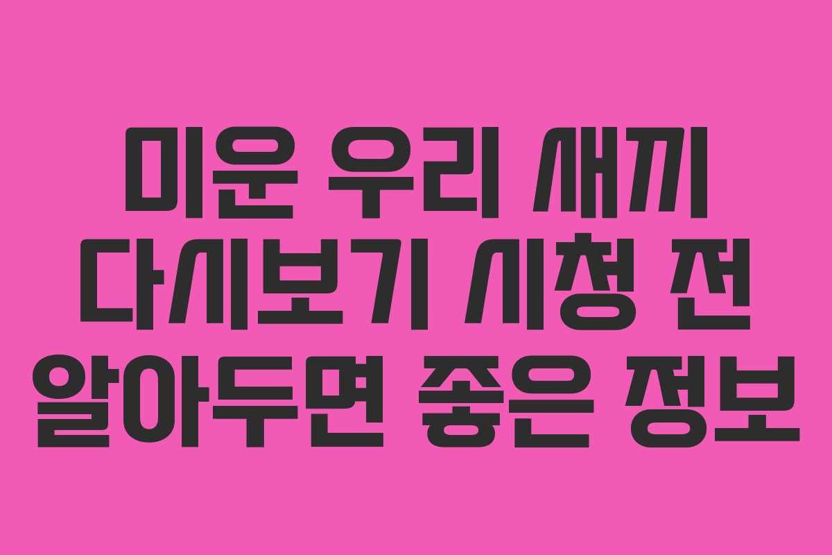 미운 우리 새끼 다시보기 시청 전 알아두면 좋은 정보