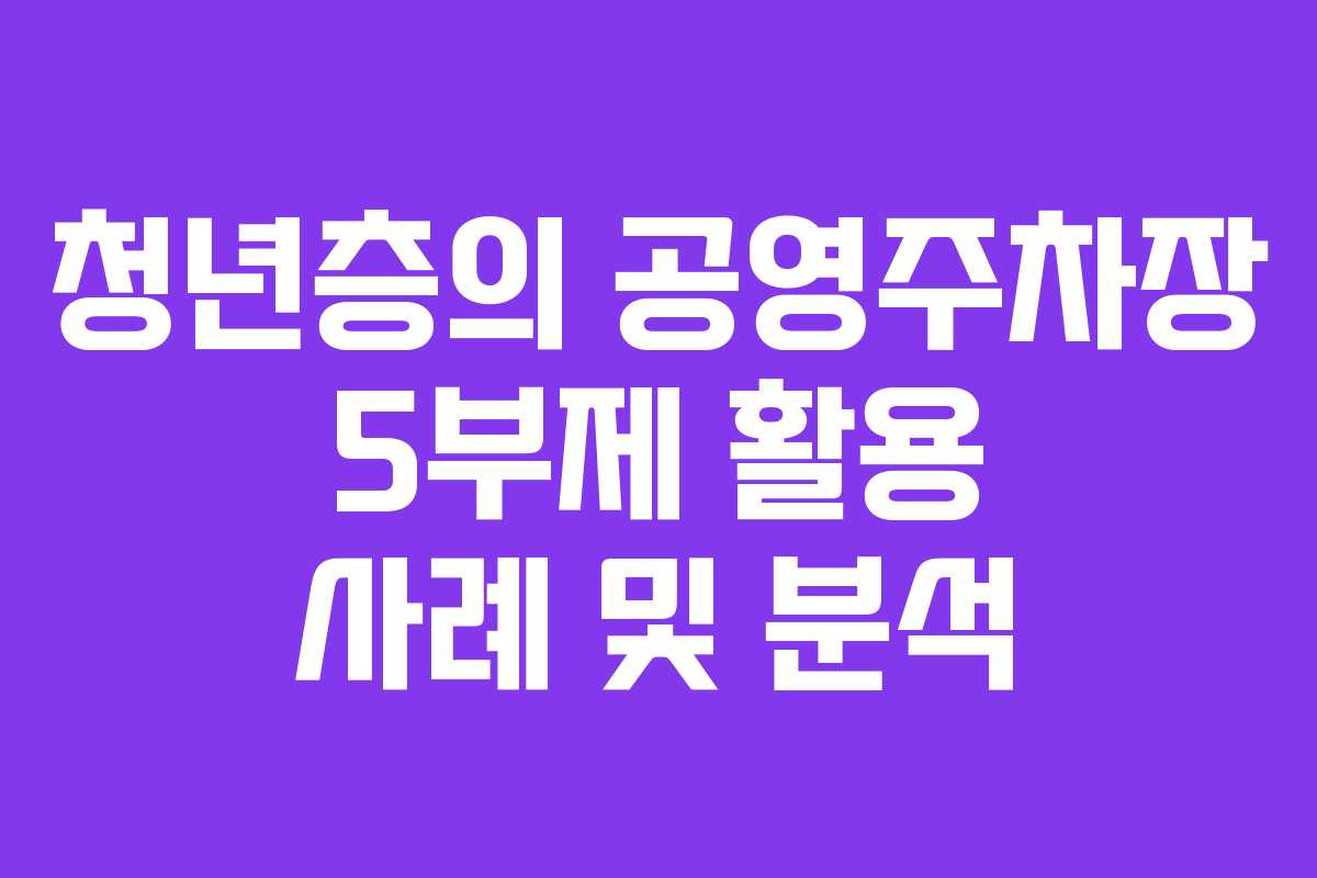 청년층의 공영주차장 5부제 활용 사례 및 분석