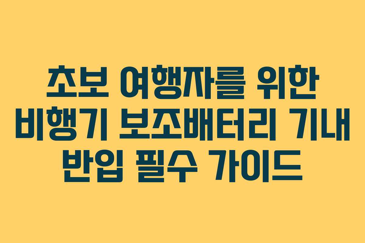초보 여행자를 위한 비행기 보조배터리 기내 반입 필수 가이드