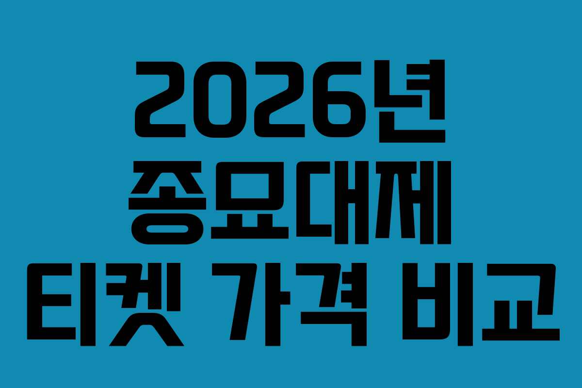 2026년 종묘대제 티켓 가격 비교