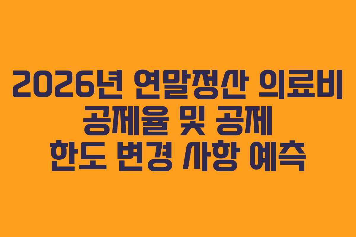 2026년 연말정산 의료비 공제율 및 공제 한도 변경 사항 예측