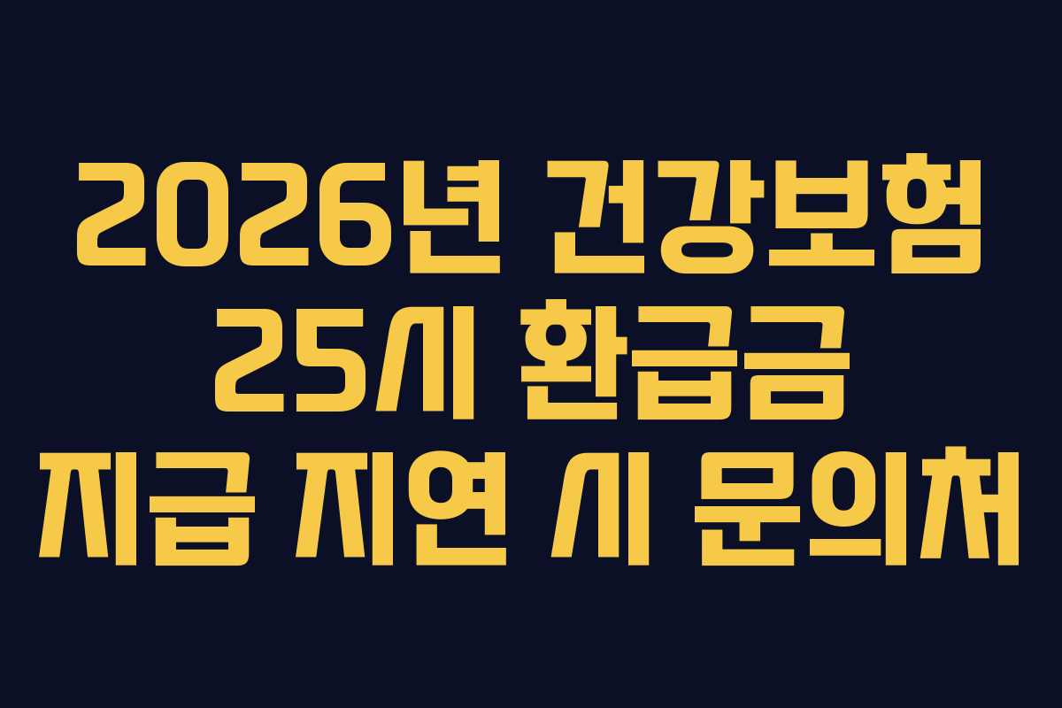 2026년 건강보험 25시 환급금 지급 지연 시 문의처