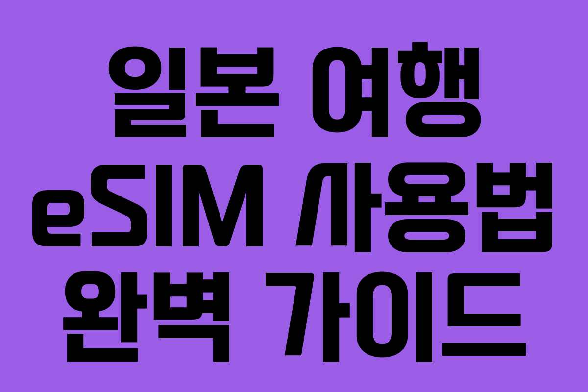 일본 여행 eSIM 사용법 완벽 가이드