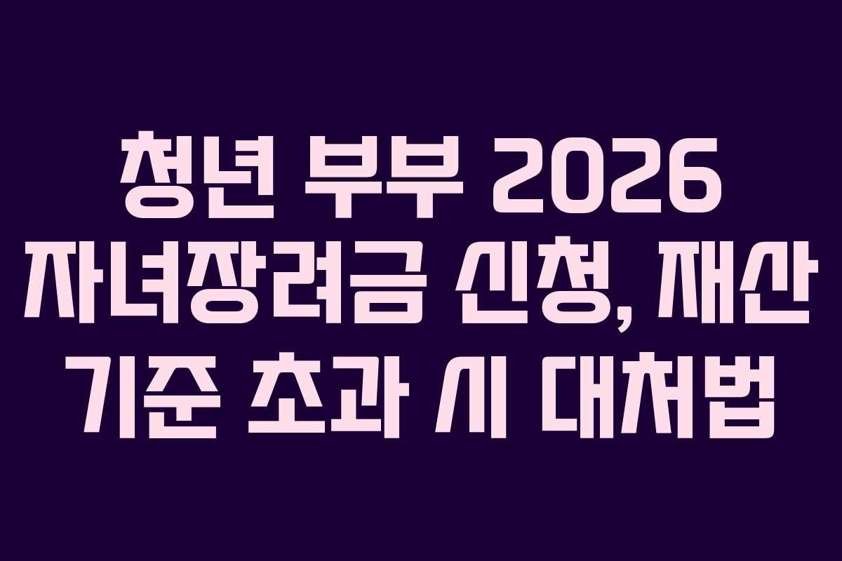청년 부부 2026 자녀장려금 신청, 재산 기준 초과 시 대처법