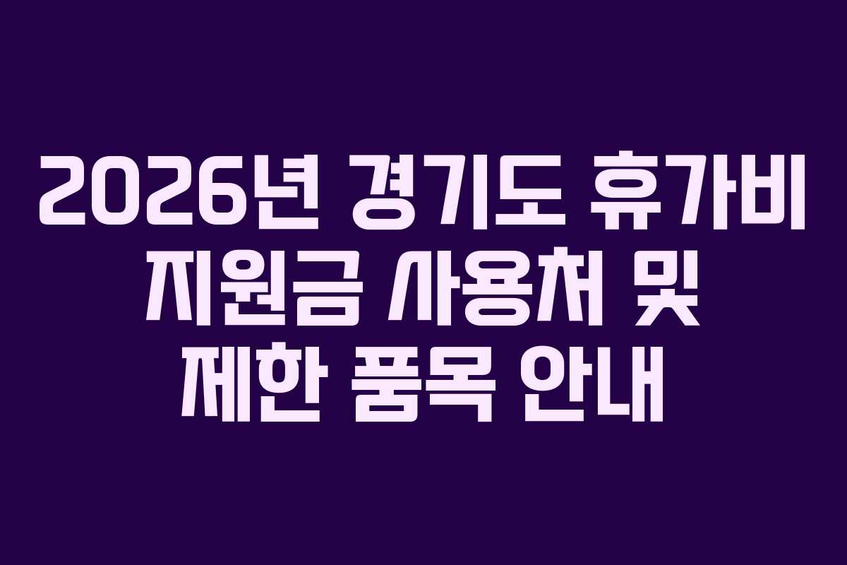 2026년 경기도 휴가비 지원금 사용처 및 제한 품목 안내