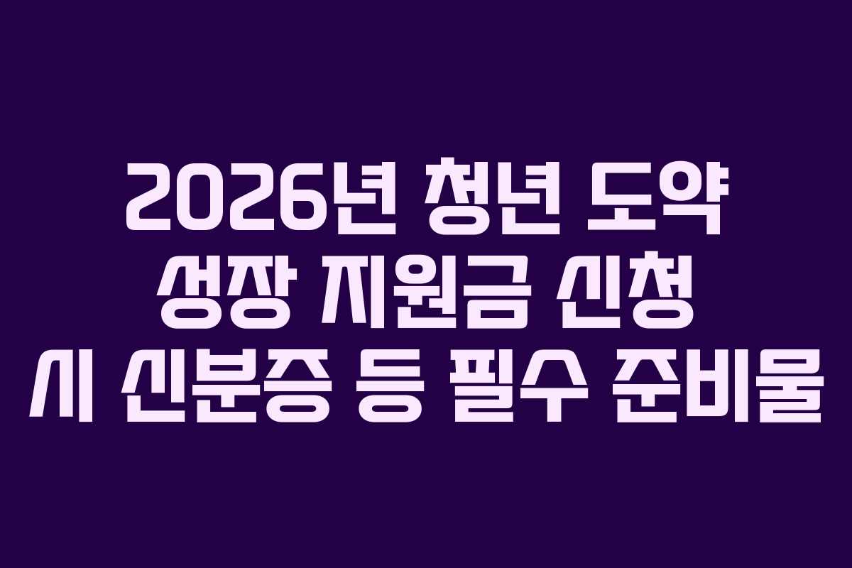 2026년 청년 도약 성장 지원금 신청 시 신분증 등 필수 준비물