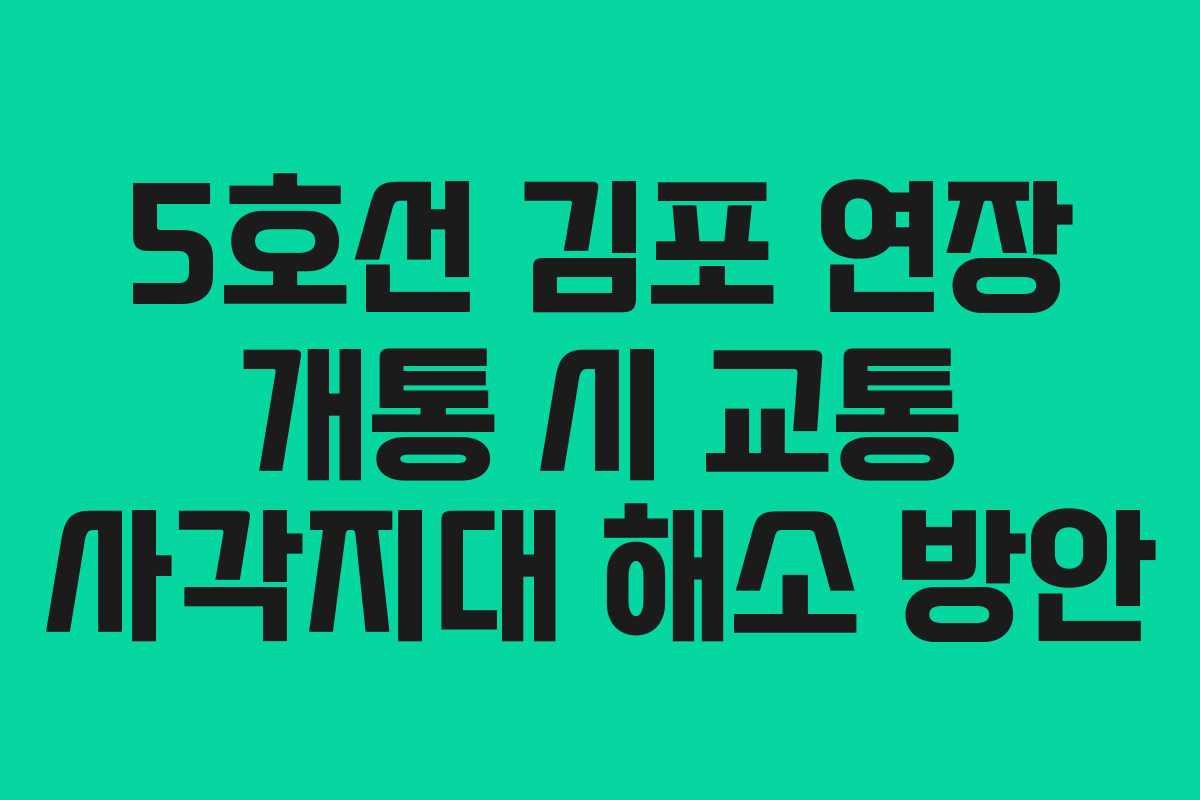 5호선 김포 연장 개통 시 교통 사각지대 해소 방안