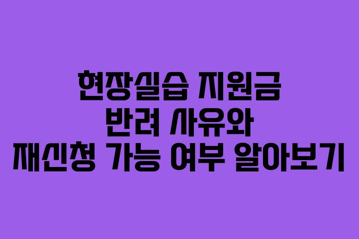 현장실습 지원금 반려 사유와 재신청 가능 여부 알아보기
