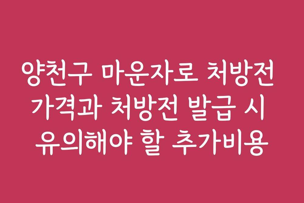 양천구 마운자로 처방전 가격과 처방전 발급 시 유의해야 할 추가비용