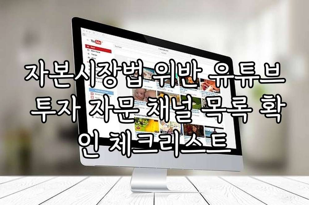 자본시장법 위반 유튜브 투자 자문 채널 목록 확인 체크리스트