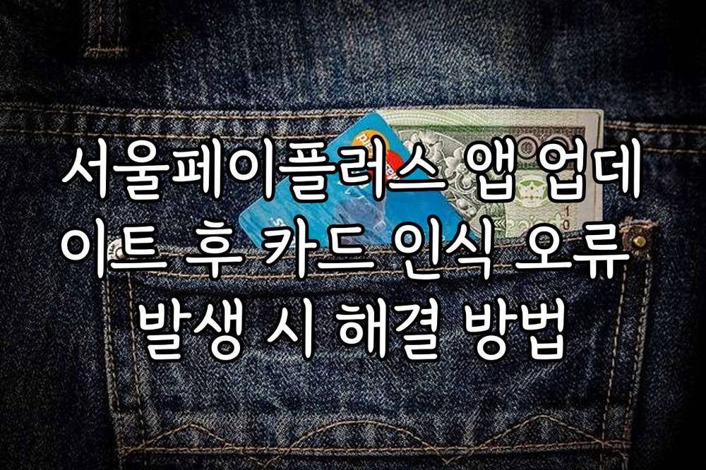 서울페이플러스 앱 업데이트 후 카드 인식 오류 발생 시 해결 방법