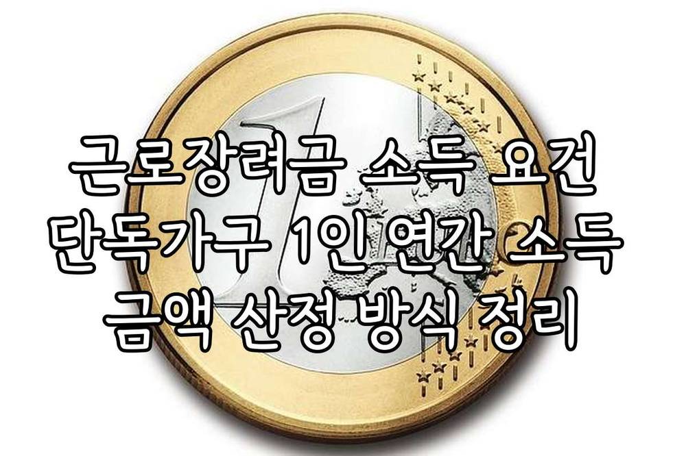 근로장려금 소득 요건 단독가구 1인 연간 소득 금액 산정 방식 정리
