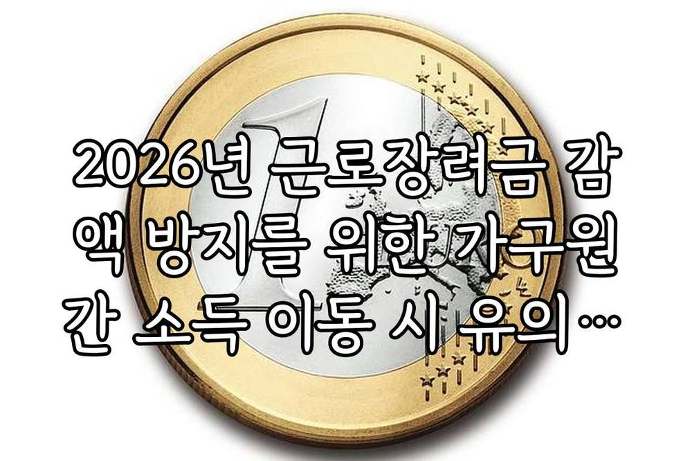 2026년 근로장려금 감액 방지를 위한 가구원간 소득 이동 시 유의사항
