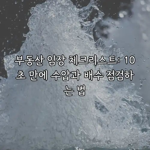 부동산 임장 체크리스트: 10초 만에 수압과 배수 점검하는 법