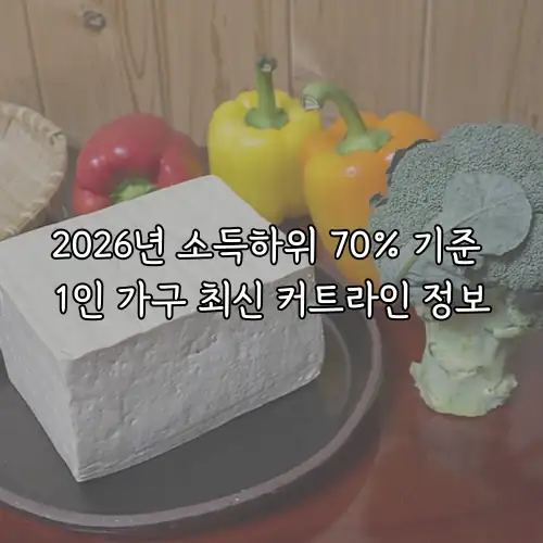 2026년 소득하위 70% 기준 1인 가구 최신 커트라인 정보