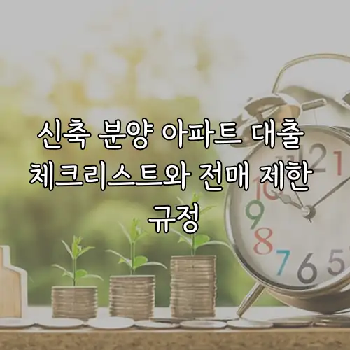 신축 분양 아파트 대출 체크리스트와 전매 제한 규정