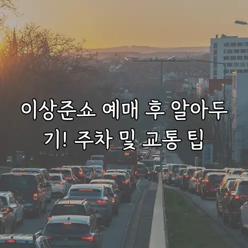 이상준쇼 예매 후 알아두기! 주차 및 교통 팁