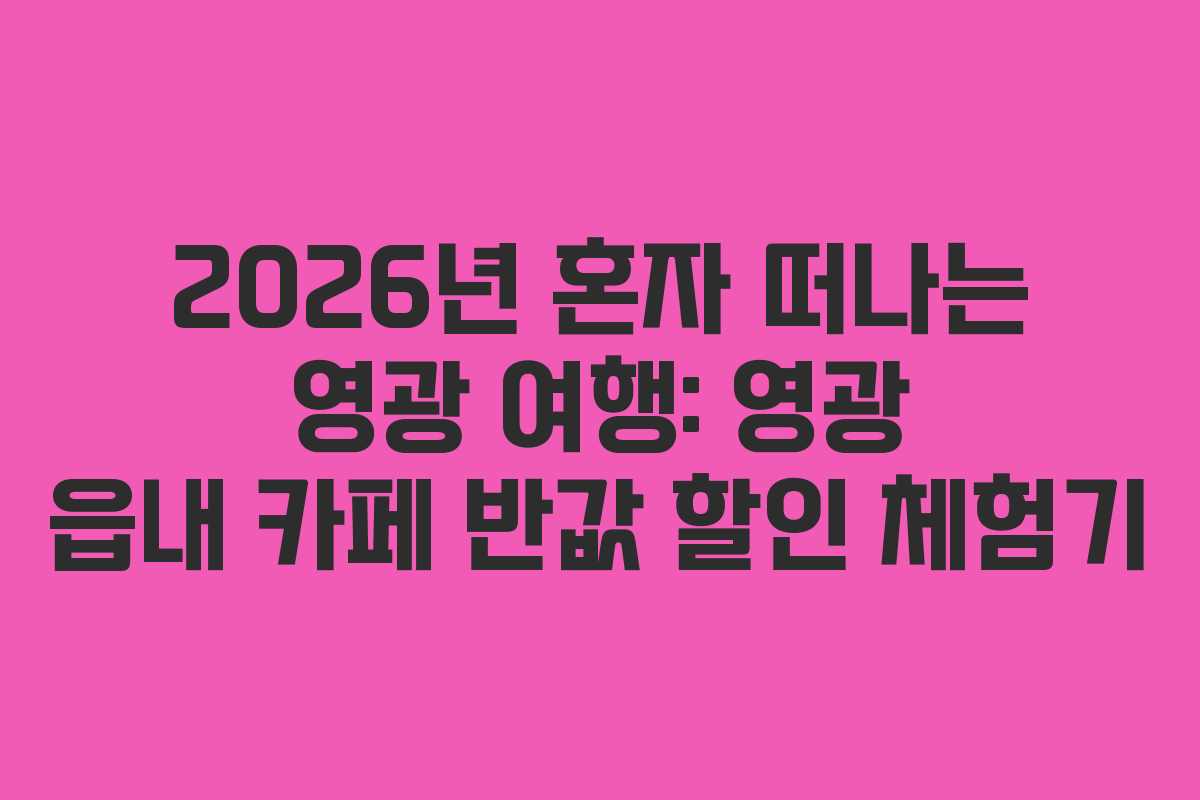 2026년 혼자 떠나는 영광 여행: 영광 읍내 카페 반값 할인 체험기