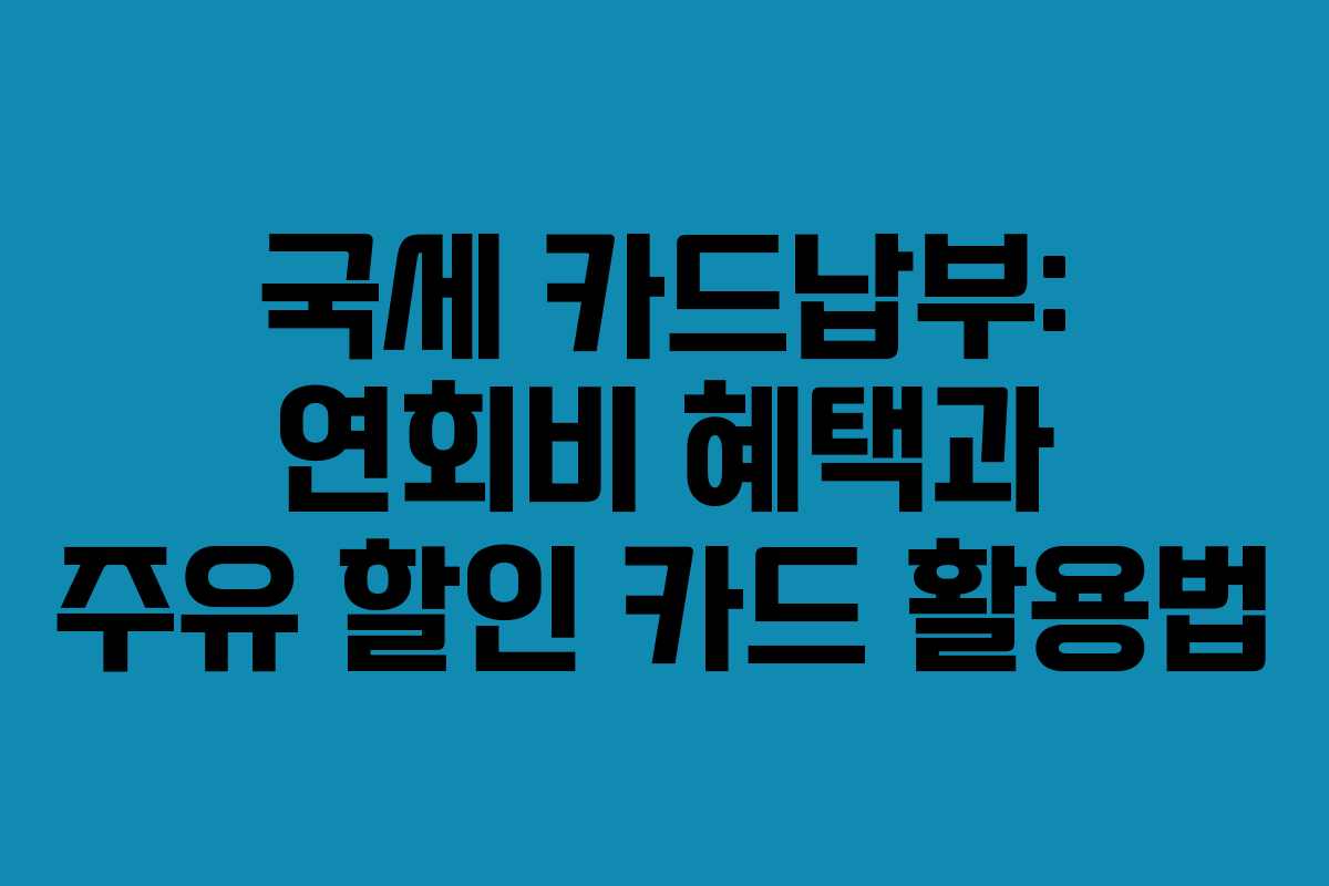 국세-카드납부-연회비-혜택과-주유-할인-카드-활용법