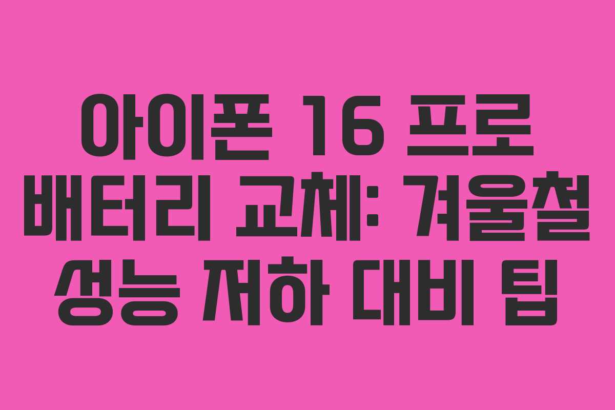 아이폰-16-프로-배터리-교체-겨울철-성능-저하-대비-팁