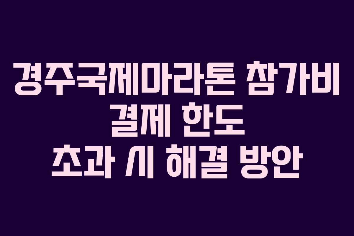 경주국제마라톤-참가비-결제-한도-초과-시-해결-방안