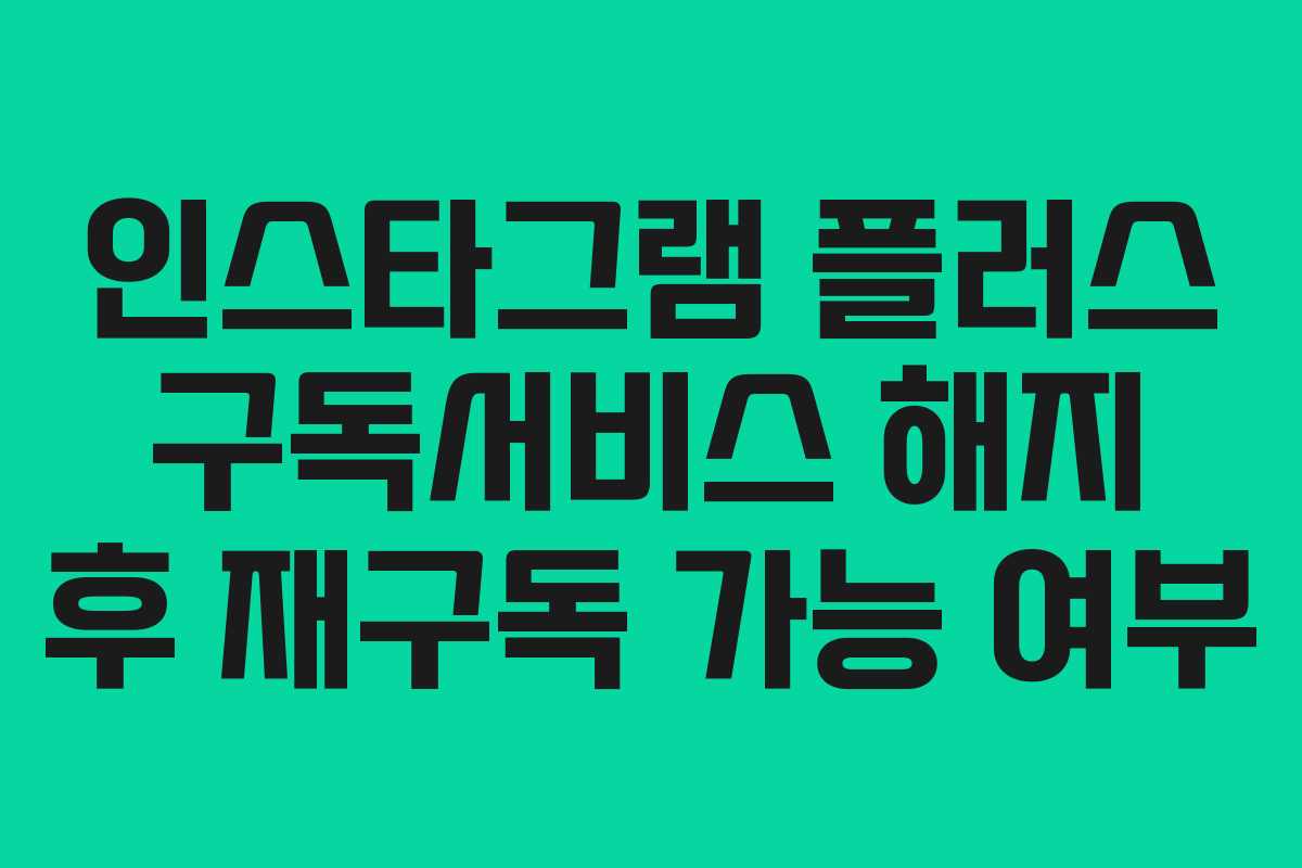 인스타그램-플러스-구독서비스-해지-후-재구독-가능-여부