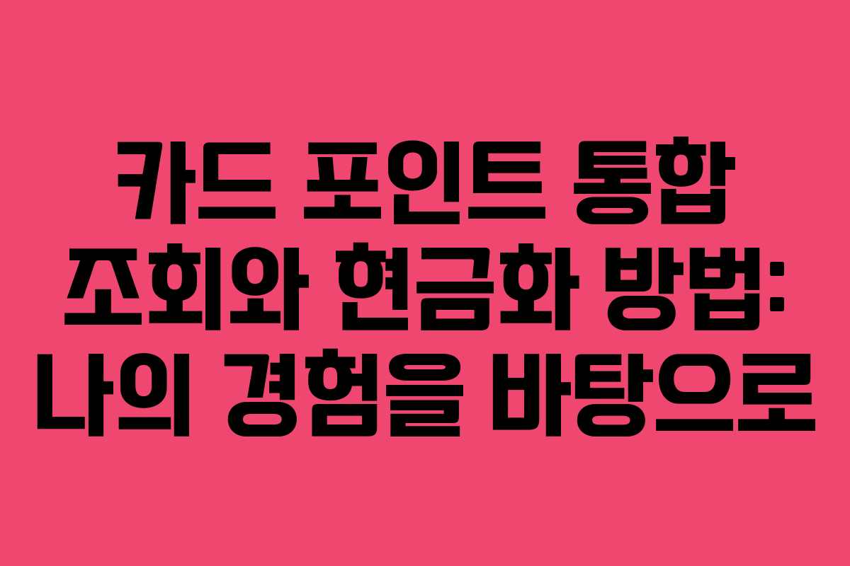 카드-포인트-통합-조회와-현금화-방법-나의-경험을-바탕으로