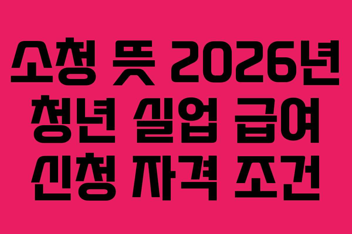 소청-뜻-2026년-청년-실업-급여-신청-자격-조건